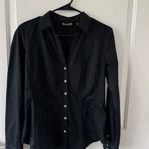 Black Diamond Buttoned Elegant Long-Sleeve Shirt